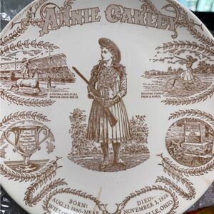 Annie Oakley Decorative Collector Plate - Brown Transferware